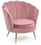 Sessel Giliola Samt-Optik, modern gepolstert, Rosa mit goldfarbenem...