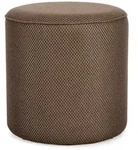Pouf Olesya aus Waben-Stoff, modern gepolstert, rund, Farbe Tierra, &Oslash; 42 cm