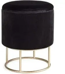 Hocker Polina in Samt-Optik, modern mit Stauraum, rund, schwarz, goldfarbenes...
