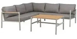 Gartenecksofa Cap, Hellgrau/Grau - Aluminium, inkl. Couchtisch & Kissen, 214x214 cm