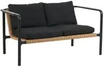 Gartensofa Motty 2-Sitzer, Aluminium & Polyrattan, Schwarz