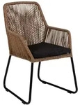 Gartenstuhl Midway aus Rattan, modern skandinavisches Design, braun, gepolstert,
