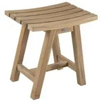 Gartenhocker Keros aus Teakholz, klassischer Outdoor-Stil, natur, rechteckig,...