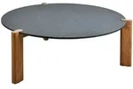 Gartencouchtisch Domino aus Teakholz, modern rund, anthrazit und natur, &Oslash; 90 cm