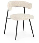 Esszimmerstuhl Amaia 4er-Set aus Boucle, modernes Design, elfenbein, gepolstert...