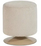 Polsterhocker Islen - Boucl&eacute;-Stoff Beige, mit Drehfu&szlig;