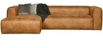 Ecksofa Bean Lederoptik, modern links, cognacbraun, bequeme Polsterung und