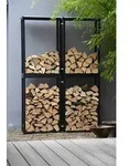Kaminholzgestell Holz Michel aus Metall, modern, pulverbeschichtet, schwarz,...