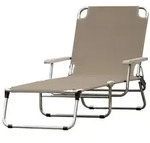 Gartenliege Amigo 40+ von Fiam aus Aluminium mit Armlehne, modern, taupe, 3-fach
