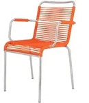 Stuhl Spaghetti aus Aluminium, Retro Chic Stapelsessel, orange, wetterfest und