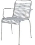Stuhl Spaghetti von Fiam aus Aluminium, Retro Chic, grau, wetterfest und stapelbar,