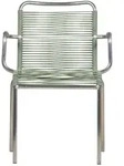 Stuhl Stapelsessel Spaghetti aus Aluminium, Retro Chic Stil, salbeigr&uuml;n, f&uuml;r
