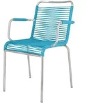 Stuhl Spaghetti von Fiam aus Aluminium und Polyvinylchlorid, Retro Chic, petrol,