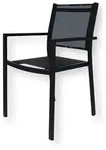 Stuhl Aria aus Aluminium und Textilene, stapelbar, modern f&uuml;r Outdoor, schwarz