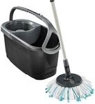 Leifheit Bodenwischer-Set CLEAN TWIST Disc Mop Ergo Black, f&uuml;r alle glatten B&ouml;den