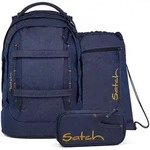 Satch pack Schulrucksack Set Denim Blue