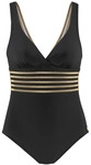 LASCANA Badeanzug Damen schwarz-goldfarben Gr.48 Cup C