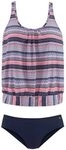 S.OLIVER Damen Oversize-Tankini blau-rosa-bedruckt Gr.36