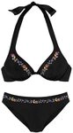 BUFFALO B&uuml;gel-Bikini Damen schwarz-bestickt Gr.36 Cup F
