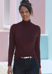 LASCANA Stehkragenshirt Damen aubergine, schwarz Gr.40/42