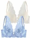 PETITE FLEUR Push-up-BH Damen himmelblau+creme Gr.70A