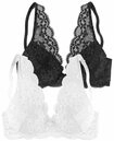 PETITE FLEUR Push-up-BH Damen wei&szlig;+schwarz Gr.70A