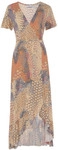 BUFFALO Maxikleid Damen orange-blau-bedruckt Gr.34