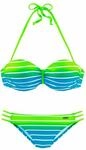 VENICE BEACH B&uuml;gel-Bandeau-Bikini Damen t&uuml;rkis-gestreift Gr.34 Cup C