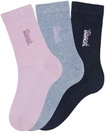 BENCH. Basicsocken Damen 1x marine, 1x hellblau-meliert, 1x rosa Gr.35-38