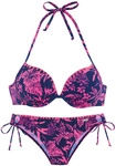 VENICE BEACH Push-Up-Bikini Damen marine-pink bedruckt Gr.40