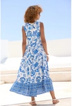 LASCANA Maxikleid Damen blau-creme bedruckt Gr.34
