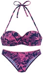 VENICE BEACH B&uuml;gel-Bandeau-Bikini Damen marine-pink bedruckt Gr.36
