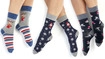 H.I.S Socken Damen marine-grau-rot-gemustert Gr.35-38
