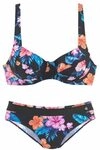 LASCANA B&uuml;gel-Bikini Damen bedruckt-schwarz-bunt Gr.38 Cup C