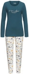 VIVANCE DREAMS Damen Pyjama dunkelgr&uuml;n-gelb-gemustert Gr.48/50