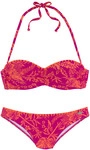 VENICE BEACH B&uuml;gel-Bandeau-Bikini Damen orange-pink bedruckt Gr.40 Cup B