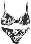 FRENCH CONNECTION B&uuml;gel-Bikini Damen schwarz-creme bedruckt Gr.40 Cup D