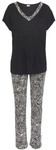 LASCANA Damen Pyjama schwarz-wei&szlig; gepunktet Gr.44/46
