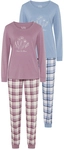 VIVANCE DREAMS Damen Pyjama mauve und graublau kariert Gr.44/46