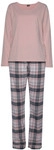 H.I.S Damen Pyjama rosa/rosa-grau-kariert Gr.32