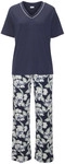 LASCANA Damen Pyjama blau-gebl&uuml;mt Gr.40/42