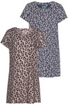 VIVANCE DREAMS Damen Sleepshirt mauve-dunkles anthrazitblau gemustert Gr.32/34
