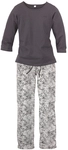 S.OLIVER Damen Pyjama anthrazit, wei&szlig;-gebl&uuml;mt Gr.32/34
