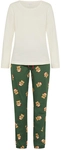 LASCANA Damen Pyjama wei&szlig;-dunkelgr&uuml;n Gr.36/38