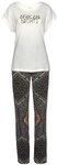 LASCANA Damen Pyjama braun-gemustert-ecru Gr.32/34