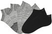 BENCH. Sneakersocken Damen 2x schwarz uni, 2x grau geringelt, 2x grau meliert