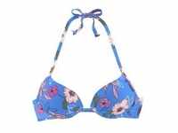 S.OLIVER Push-Up-Bikini-Top Damen blau-bedruckt Gr.38 Cup A
