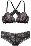 LASCANA Set: Push-up-BH Damen schwarz-rosa Gr.85