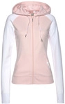 BENCH. LOUNGEWEAR Kapuzensweatjacke Damen rosa-wei&szlig; Gr.32/34