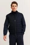 Sweatjacke mit Quersteppung und Stehkragen in Regular Fit aus Baumwollmix in...